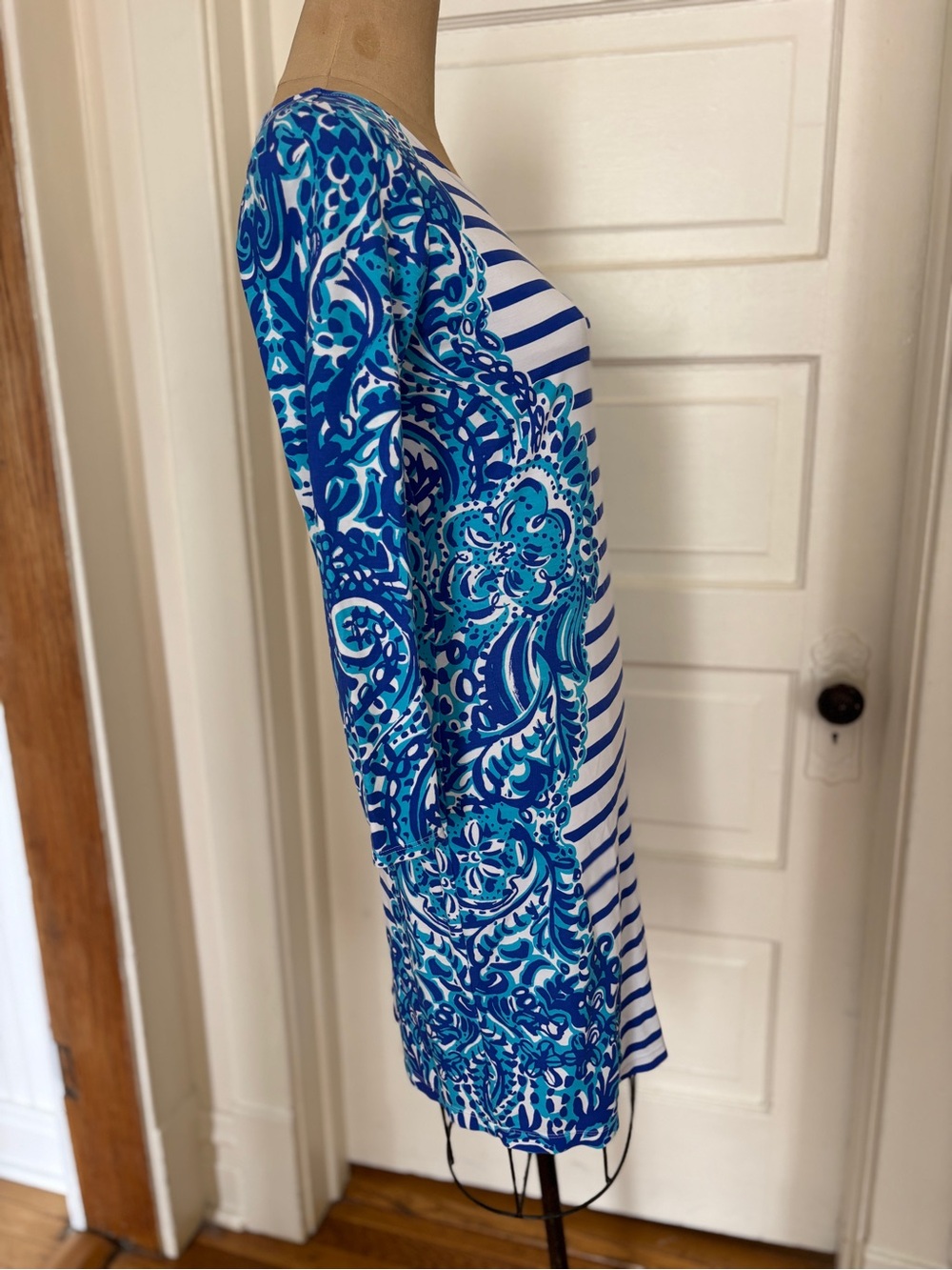 Lilly Pulitzer Blue, Turquoise & White Striped Sheath Dress - Picture 2 of 6